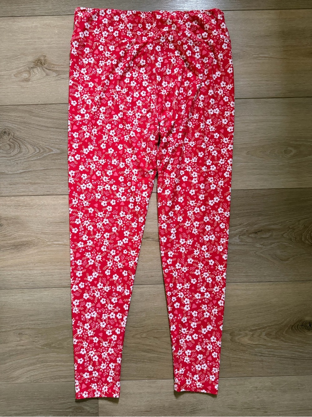 LULAROE Vibrant Red Floral Leggings EUC - Picture 2 of 9